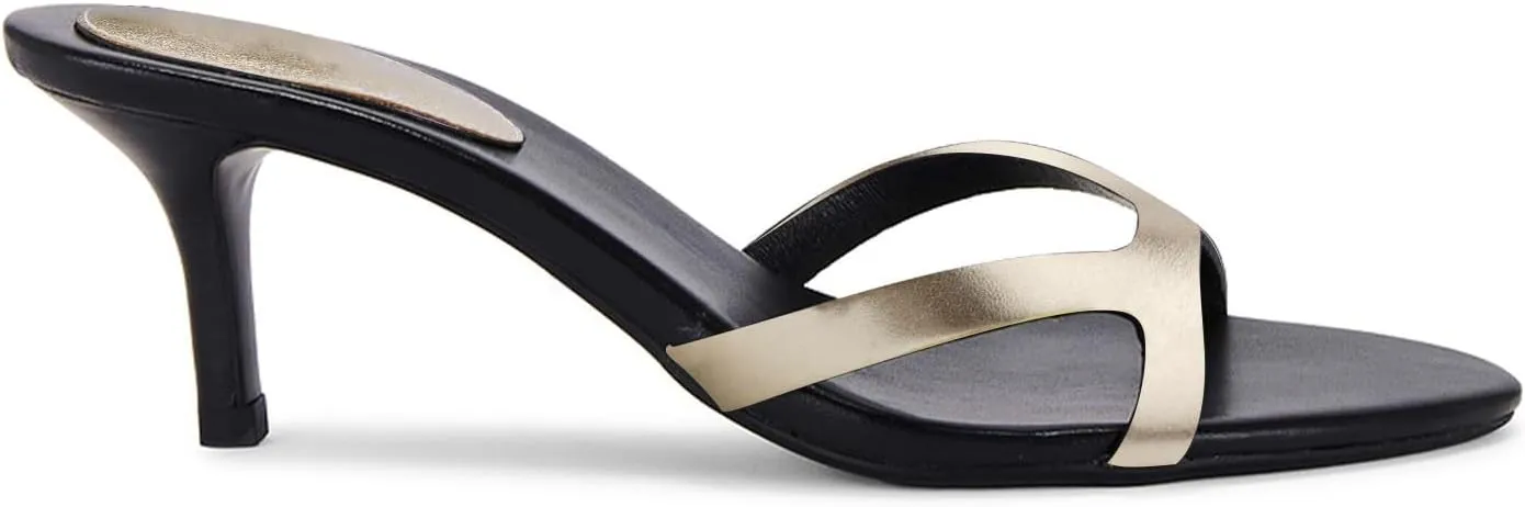Kitten Heels for Women Single Strap Low Heel Open Toe Mule Shoes Non Slip Sandals