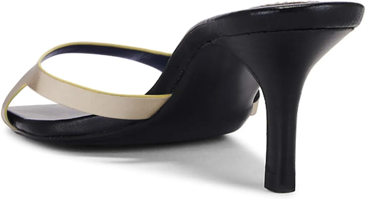 Kitten Heels for Women Single Strap Low Heel Open Toe Mule Shoes Non Slip Sandals
