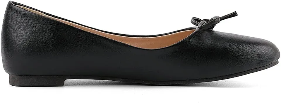 KOKOMOMO Womens Bow Round Toe Ballet Flats Slip On Ballerina Shoes