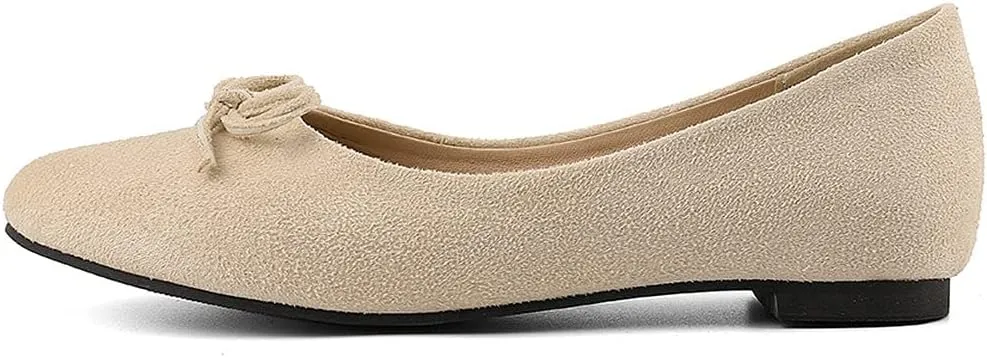 KOKOMOMO Womens Bow Round Toe Ballet Flats Slip On Ballerina Shoes