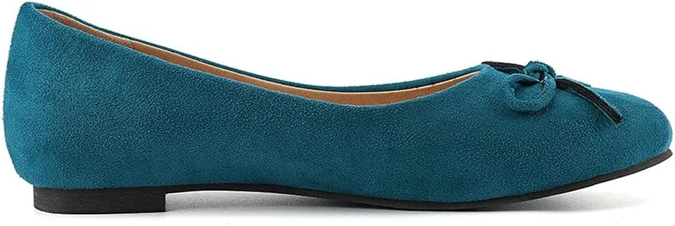 KOKOMOMO Womens Bow Round Toe Ballet Flats Slip On Ballerina Shoes