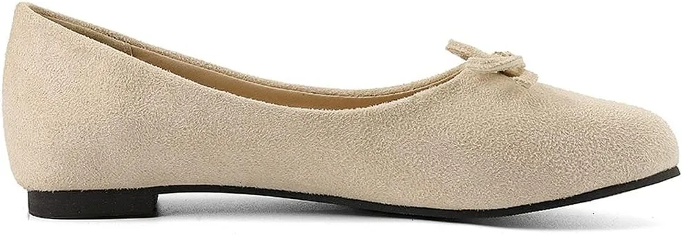 KOKOMOMO Womens Bow Round Toe Ballet Flats Slip On Ballerina Shoes