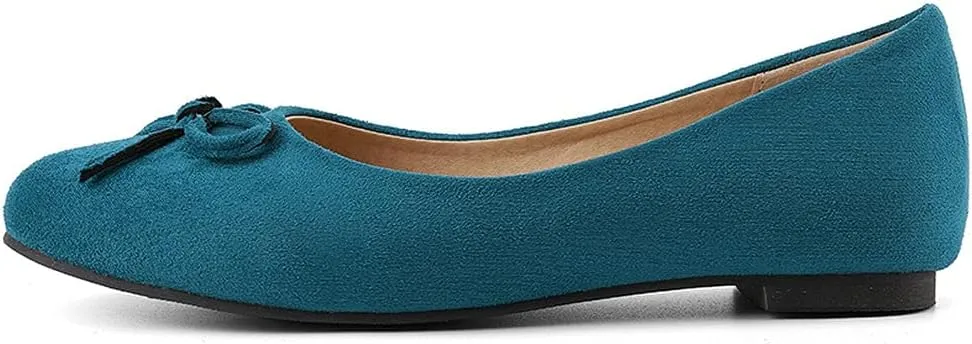 KOKOMOMO Womens Bow Round Toe Ballet Flats Slip On Ballerina Shoes