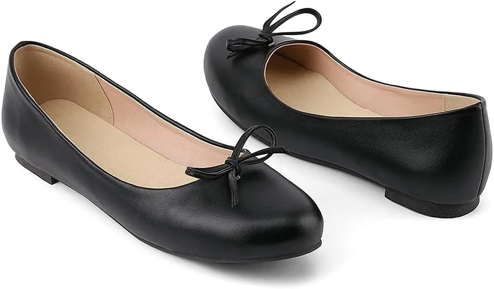 KOKOMOMO Womens Bow Round Toe Ballet Flats Slip On Ballerina Shoes