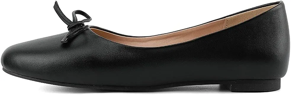 KOKOMOMO Womens Bow Round Toe Ballet Flats Slip On Ballerina Shoes