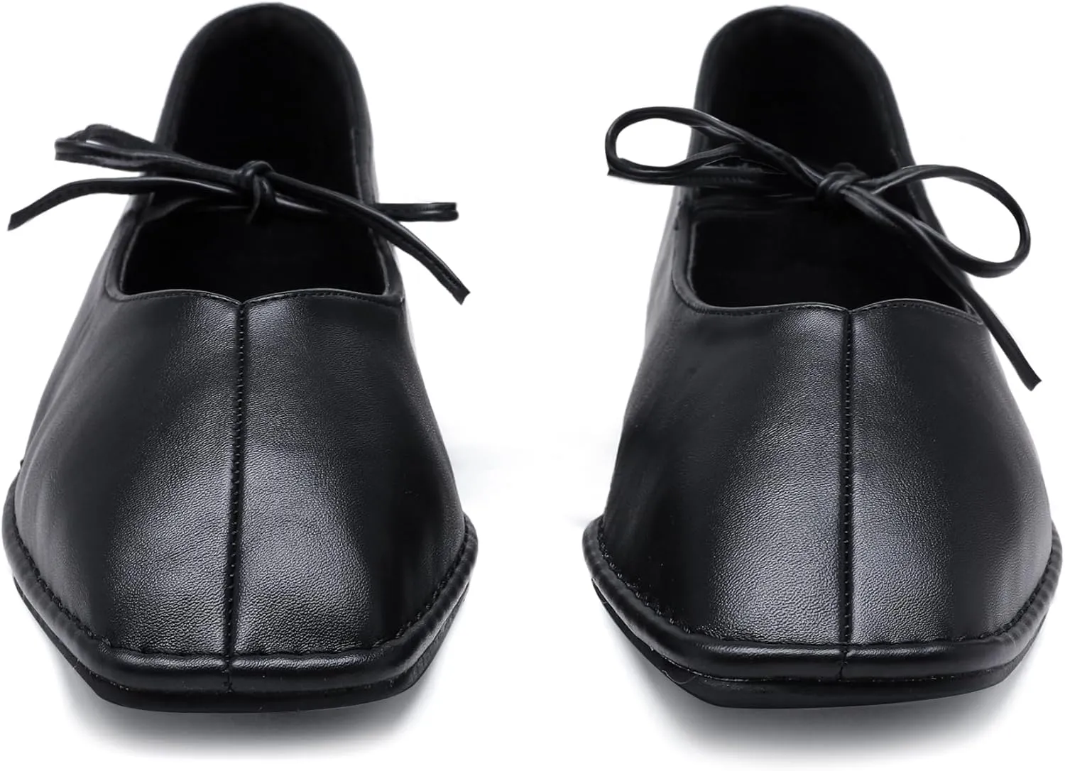Lace Up Square Toe Ballet Flats for Women Cute Bow Slip On Mary Jane Flats Casual Ballerina Shoes