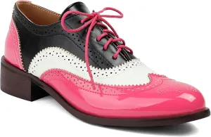 Lace-up Wingtips Oxford Shoes for Women Cutout Brogues Saddle Shoes