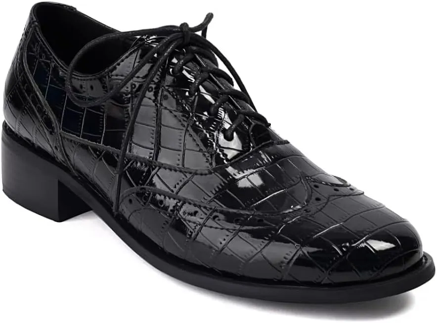 Lace-up Wingtips Oxford Shoes for Women Cutout Brogues Saddle Shoes