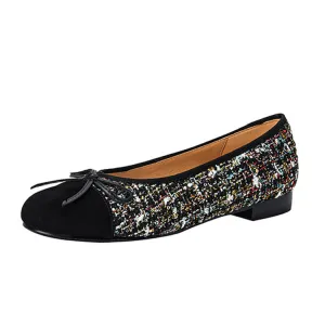 Ladies Round Toe Bow Detail Flat Ballet Shoes