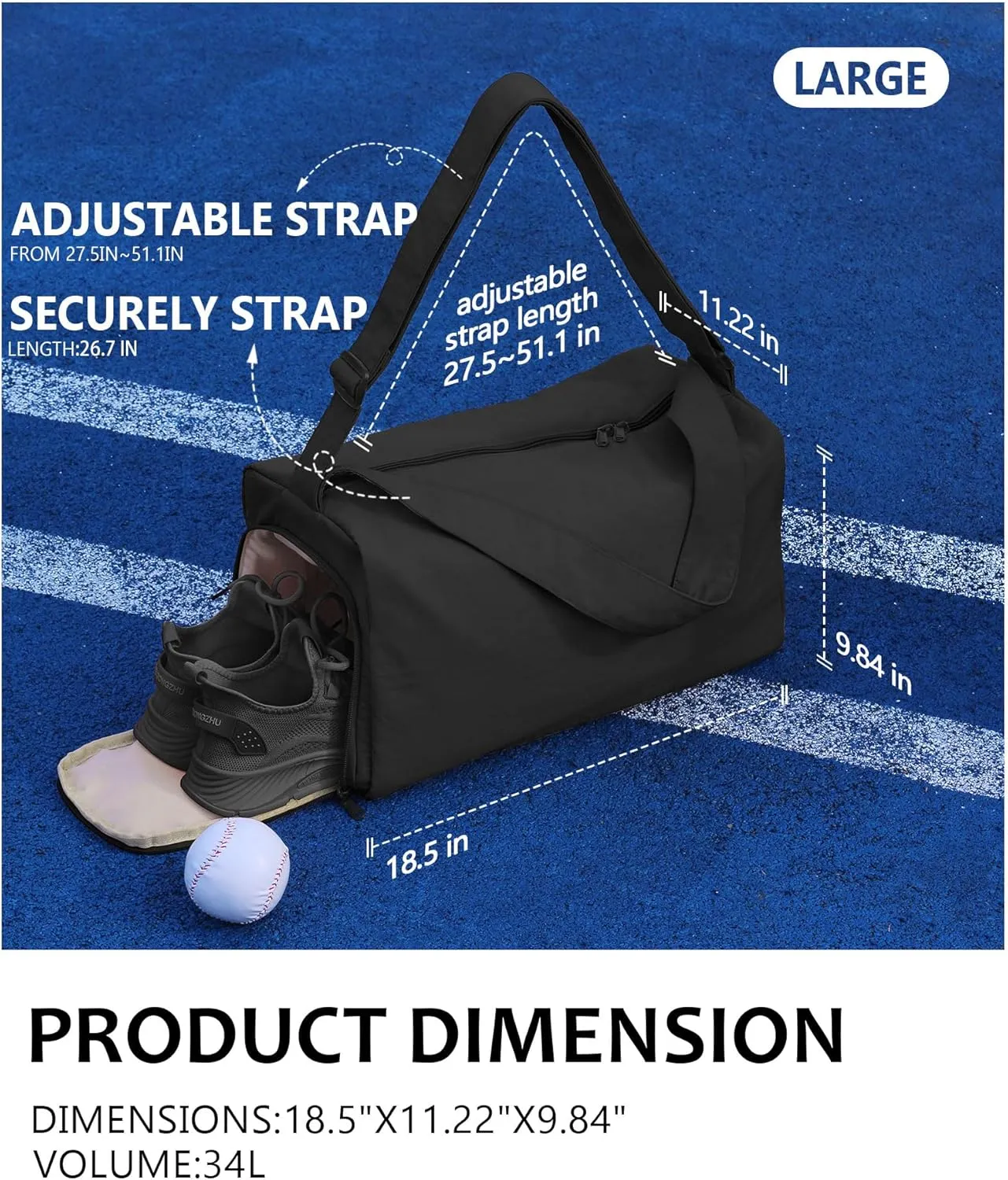 Large Gym Bag for Women with Shoes Compartment, Stylish Duffle Travel Bag for Plane, Lightweight Duffle Bag for Women & Men, Sport Gym Tote Bag with Wet Pocket for Yoga, Pilates, Swimming