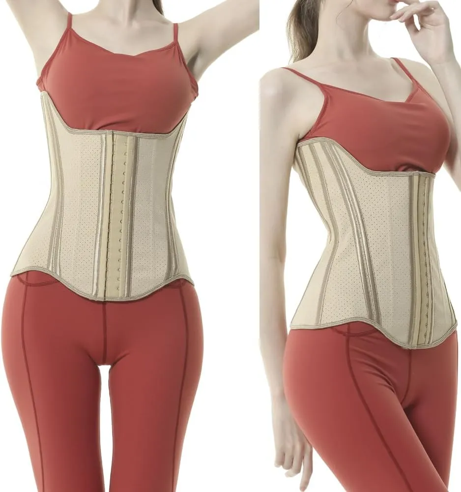 Latex Waist Trainer for Women Breathable Steel Boned Underbust Corsets Bustiers Hourglass Body Shaper