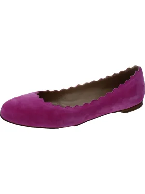 LAUREN BALLERINAS Womens Leather Slip On Ballet Flats