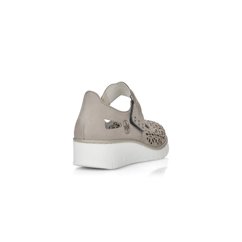 LDS STRAP WEDGE SHOE - GREY