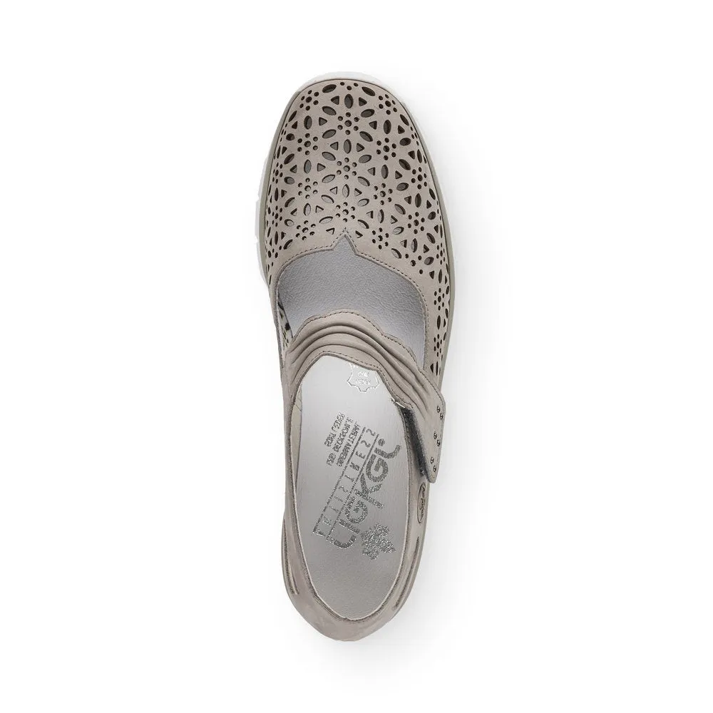 LDS STRAP WEDGE SHOE - GREY
