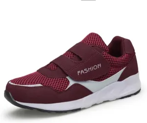Leader Show Women's Elderly Casual Comfort Walking Shoe Safety Flats Non-Slip Hook & Loop Sneakers