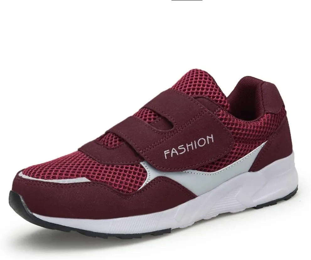Leader Show Women's Elderly Casual Comfort Walking Shoe Safety Flats Non-Slip Hook & Loop Sneakers
