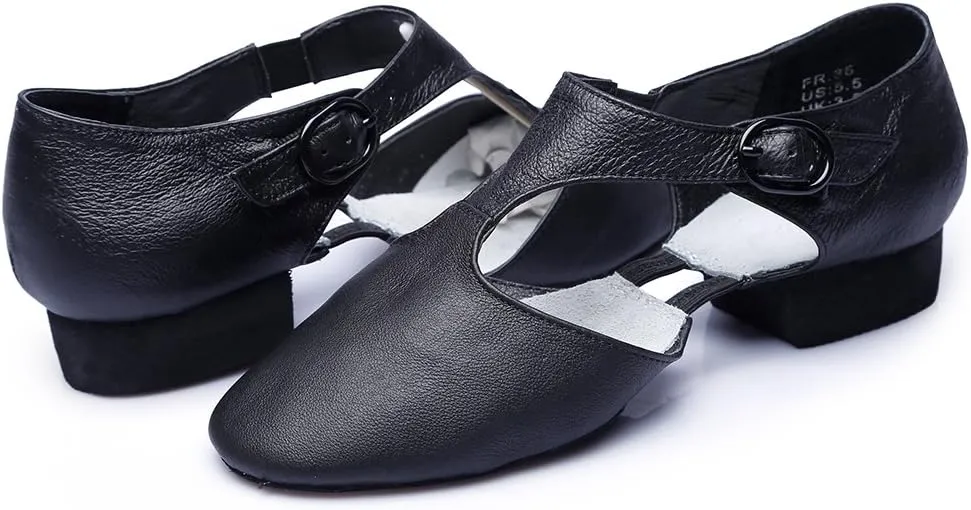 Leather Jazz Dance Shoes for Women Men Slip on Teaching Dance Sandals