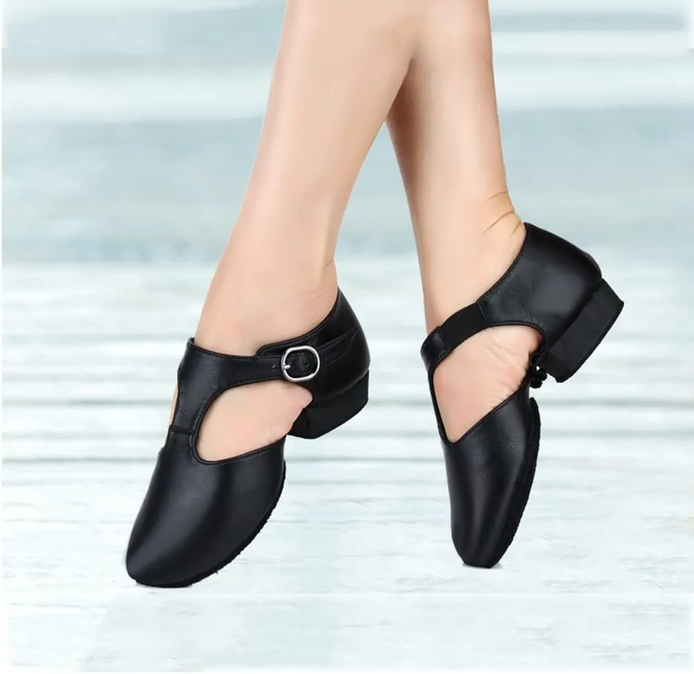 Leather Jazz Dance Shoes for Women Men Slip on Teaching Dance Sandals