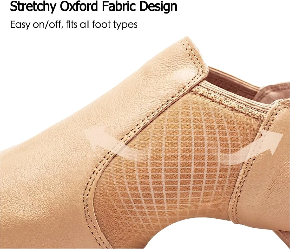 Leather Jazz Shoes for Girls and Boys, Slip On, EVA Split Sole, Flexibility Dance Shoes (Toddler/Little Kid/Big Kid)