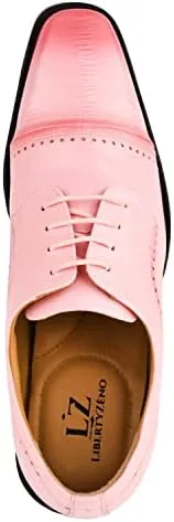LIBERTYZENO Mens Animal Print Genuine Leather Lace Up Oxford Dress Shoes