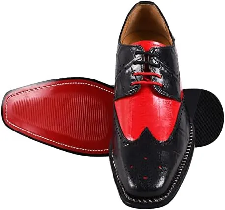 LIBERTYZENO Mens Genuine Leather Adults Wingtip Lace Up Oxford Dress Shoes for Easter Gift