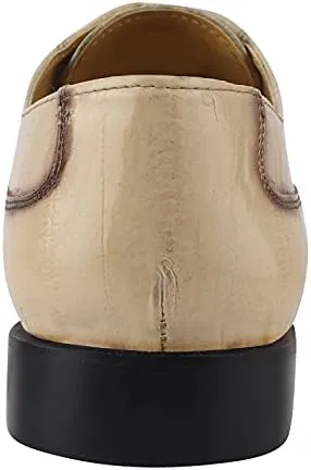 LIBERTYZENO Mens Genuine Leather Ostrich/EEL Print Lace Up Oxford Dress Shoes