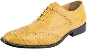 LIBERTYZENO Mens Genuine Leather Ostrich/EEL Print Lace Up Oxford Dress Shoes