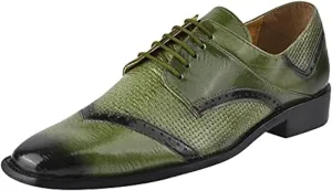 LIBERTYZENO Mens Genuine Leather Ostrich/EEL Print Lace Up Oxford Dress Shoes
