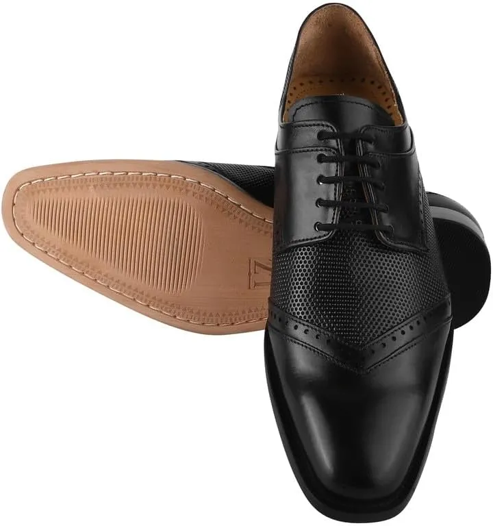 LIBERTYZENO Mens Tread Design Genuine Leather Lace Up Oxford Dress Shoes
