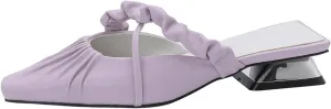 LISYIIZ Women's FS65 Comfort Strapless Slip On Pu Low Flare Slides