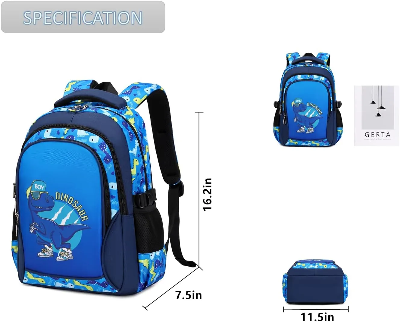 Lmwzh Backpack For Boys Kindergarten Preschool Elementary School Bags Kids Bookbag Waterproof Durable Blue（16Inch）