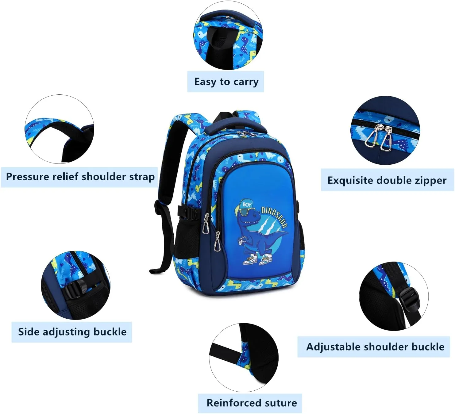 Lmwzh Backpack For Boys Kindergarten Preschool Elementary School Bags Kids Bookbag Waterproof Durable Blue（16Inch）