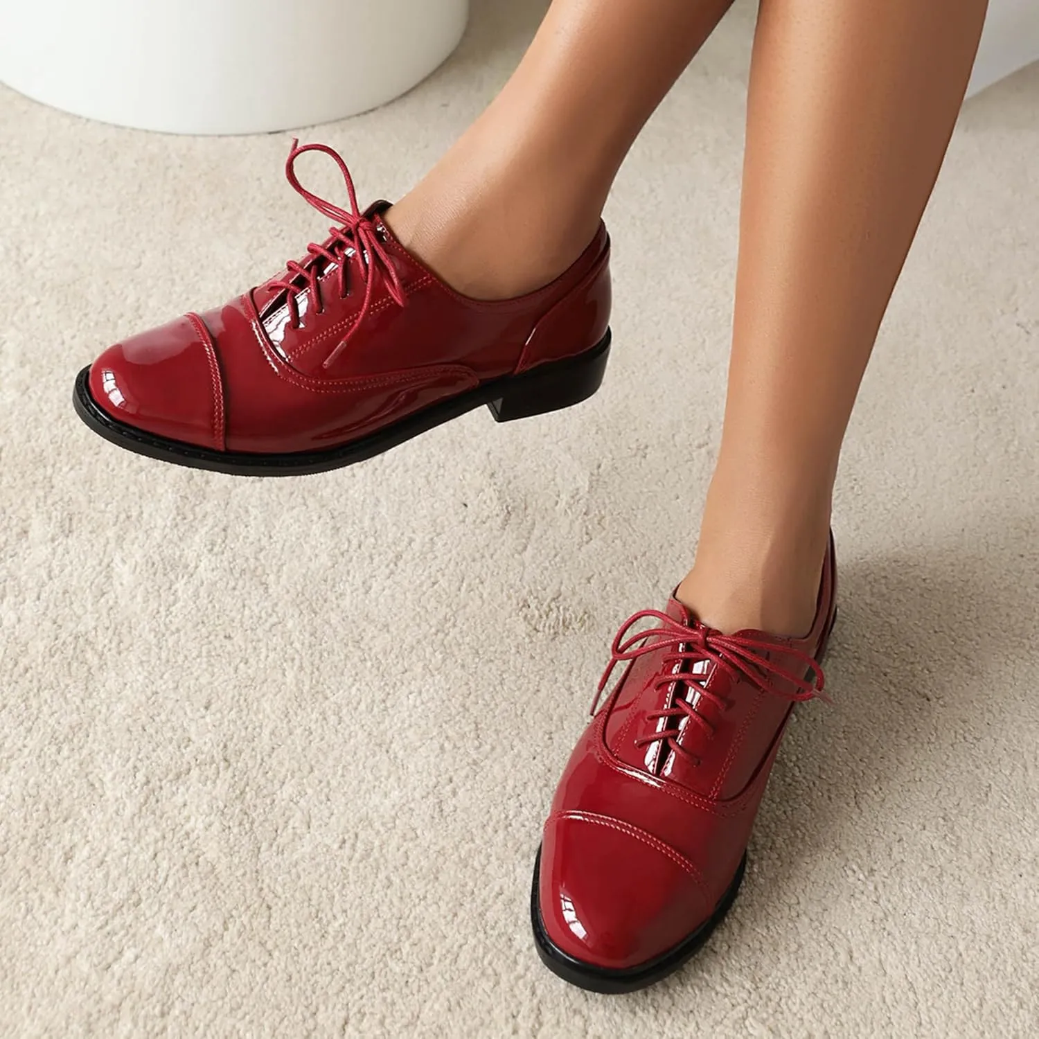 Low Heel Oxford Women Derby Lace Up Office Shoes