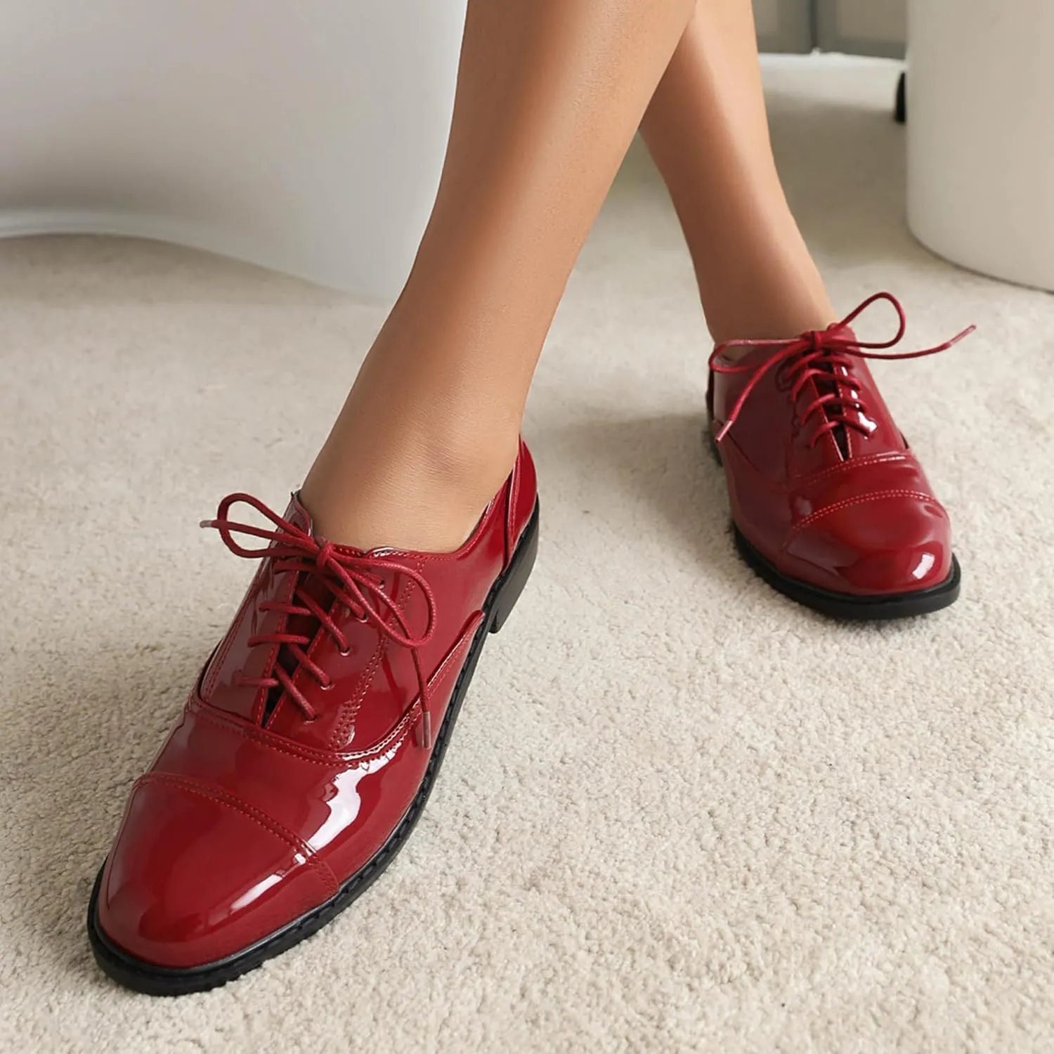 Low Heel Oxford Women Derby Lace Up Office Shoes