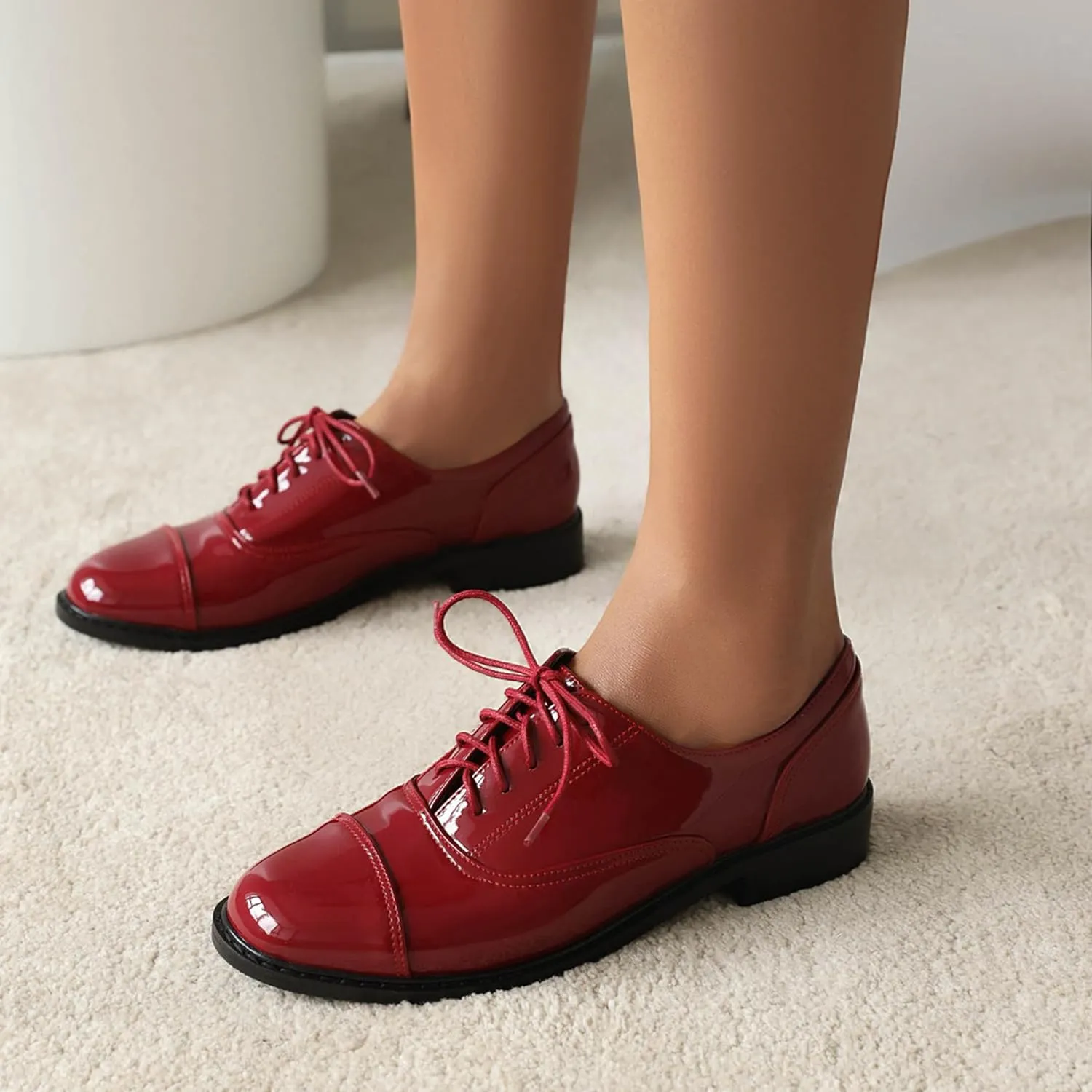 Low Heel Oxford Women Derby Lace Up Office Shoes