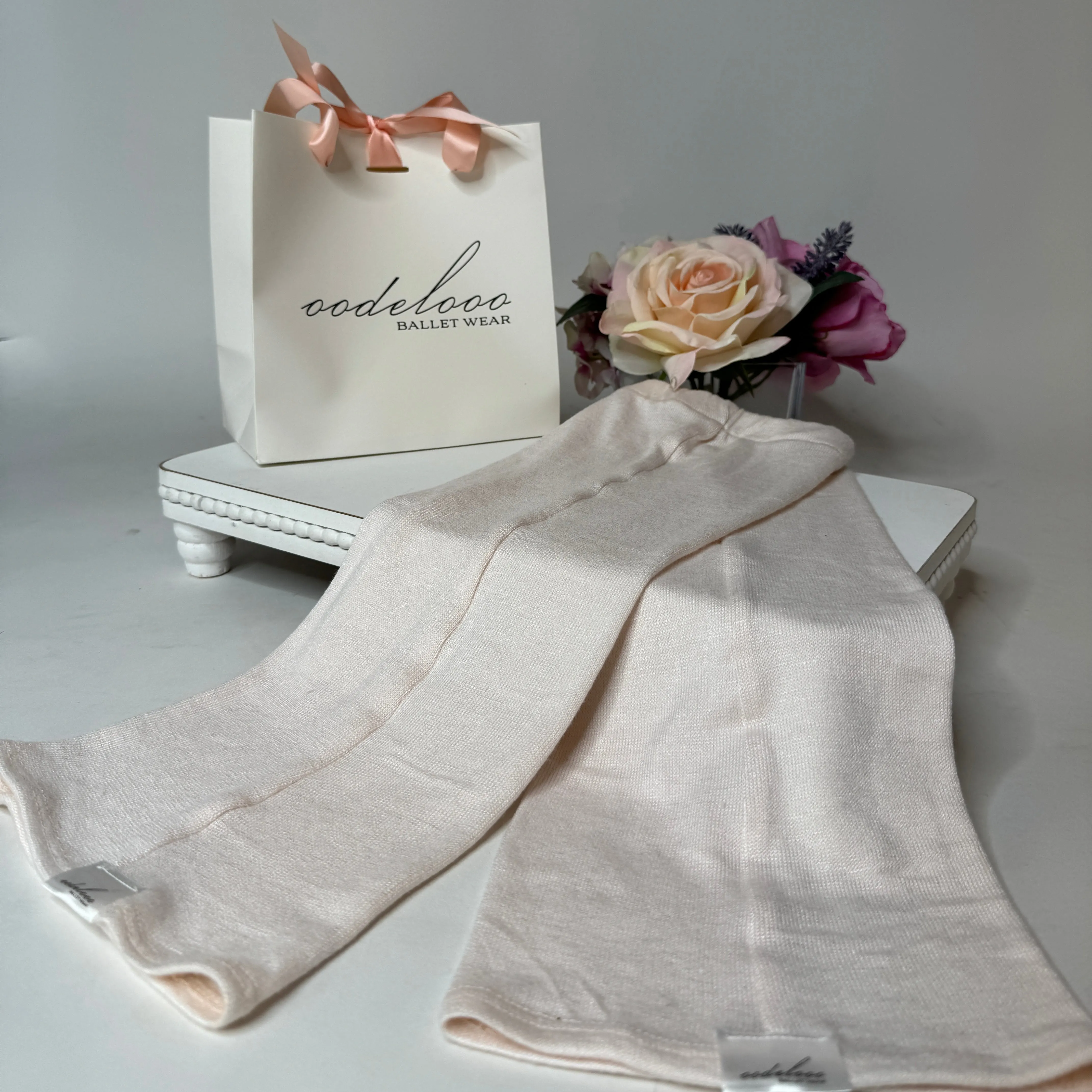 Luxe Peach Ivory Knit Knee High Leg Warmer