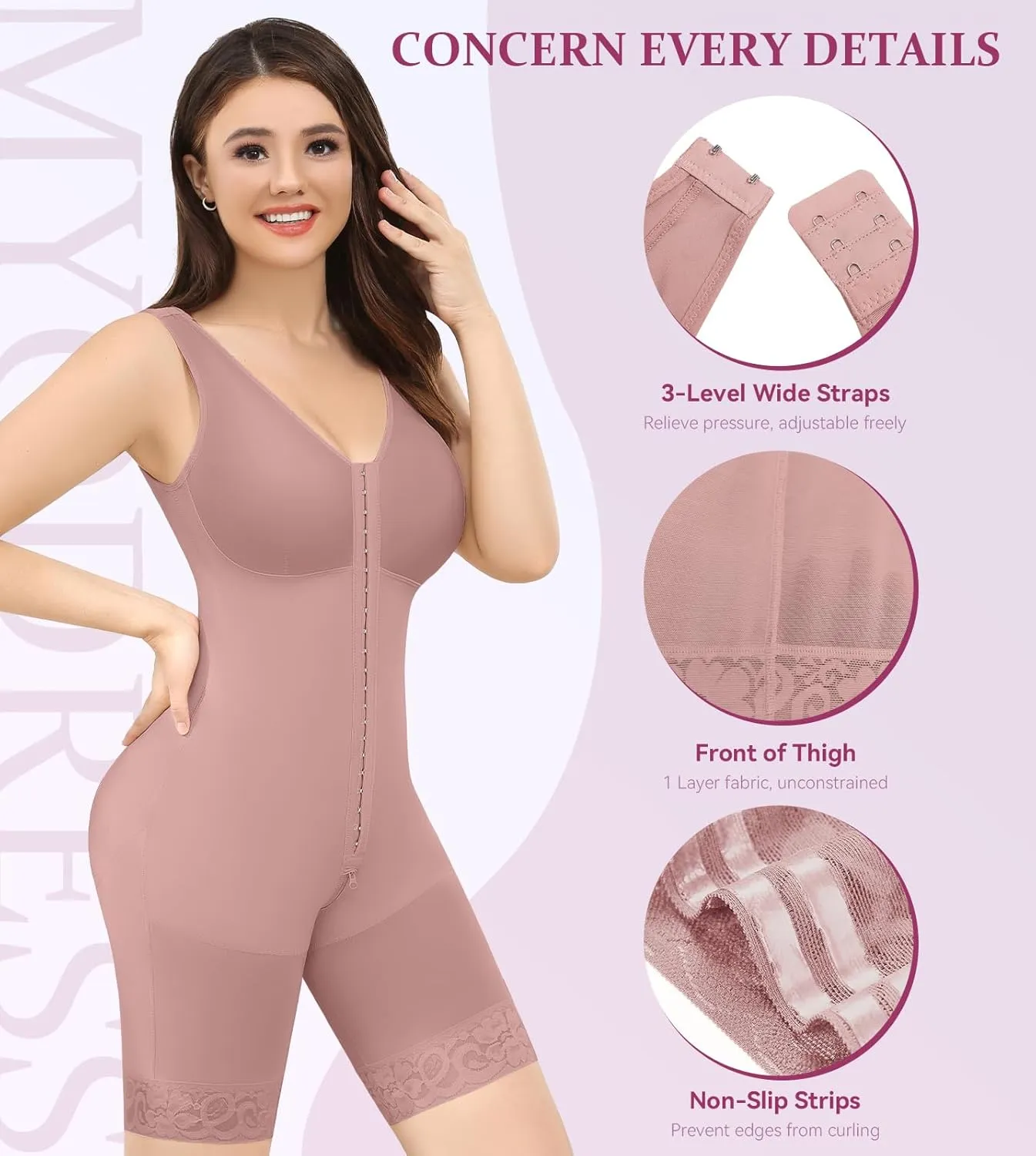 M MYODRESS Fajas Colombianas Shapewear for Women Tummy Control Bodysuit Body Shaper for Women Post Surgery Compression