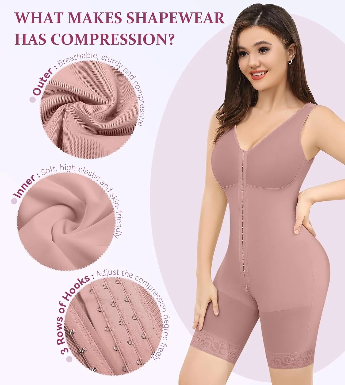 M MYODRESS Fajas Colombianas Shapewear for Women Tummy Control Bodysuit Body Shaper for Women Post Surgery Compression
