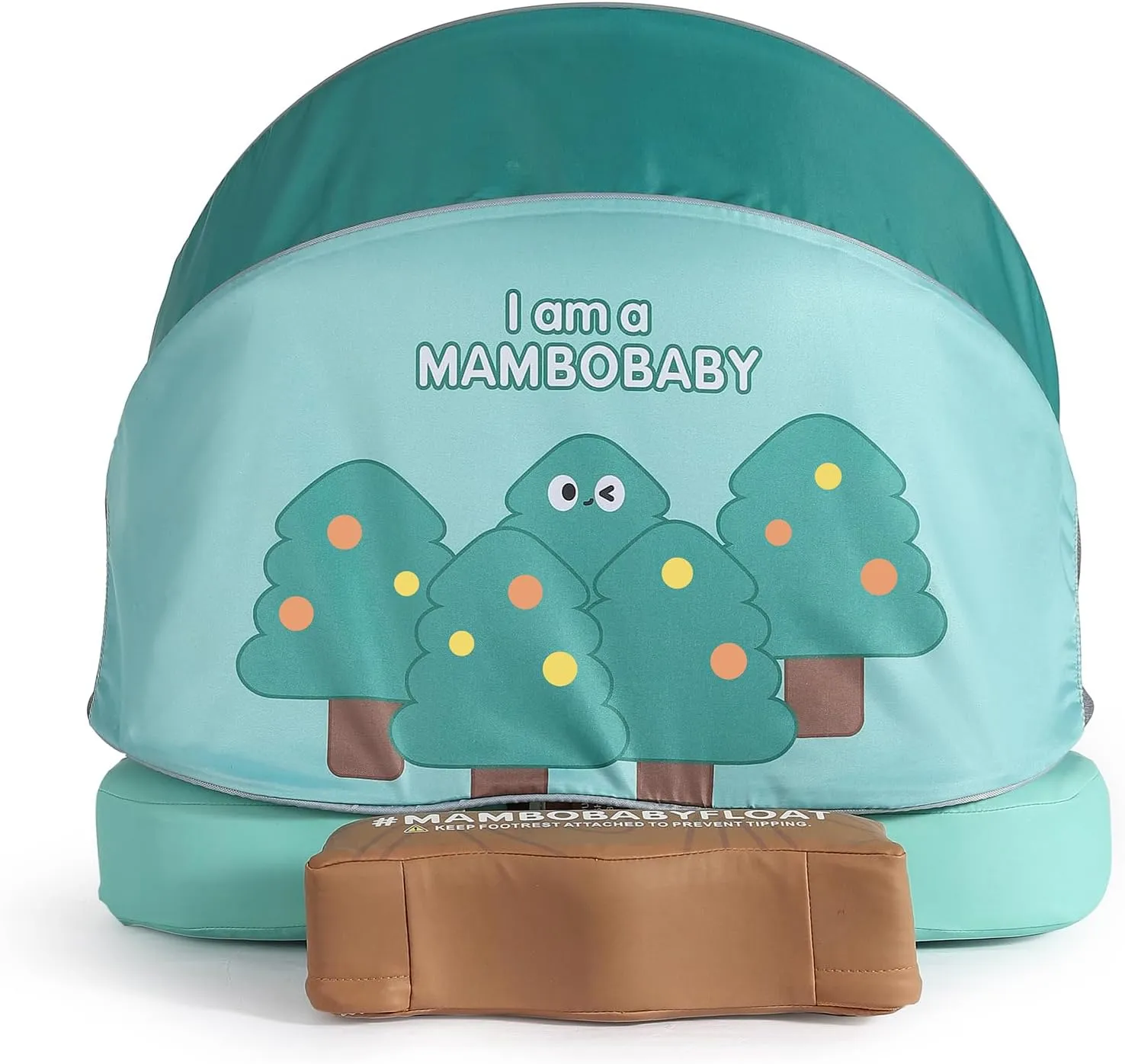 Mambobaby Non-Inflatable Baby Pool Float with Tail and Canopy UPF 50  Sun Protection No Flip Over Infant Swim Float Skin-Friendly Mambo Float Swim Trainer Solid Baby Swimming Ring Aged 3-24 Months