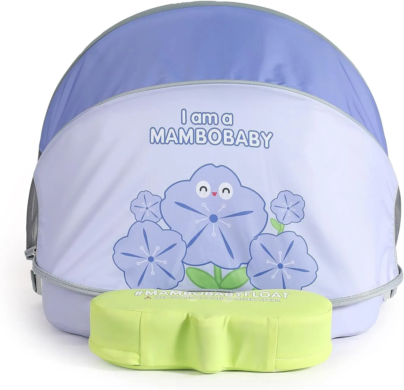 Mambobaby Non-Inflatable Baby Pool Float with Tail and Canopy UPF 50  Sun Protection No Flip Over Infant Swim Float Skin-Friendly Mambo Float Swim Trainer Solid Baby Swimming Ring Aged 3-24 Months