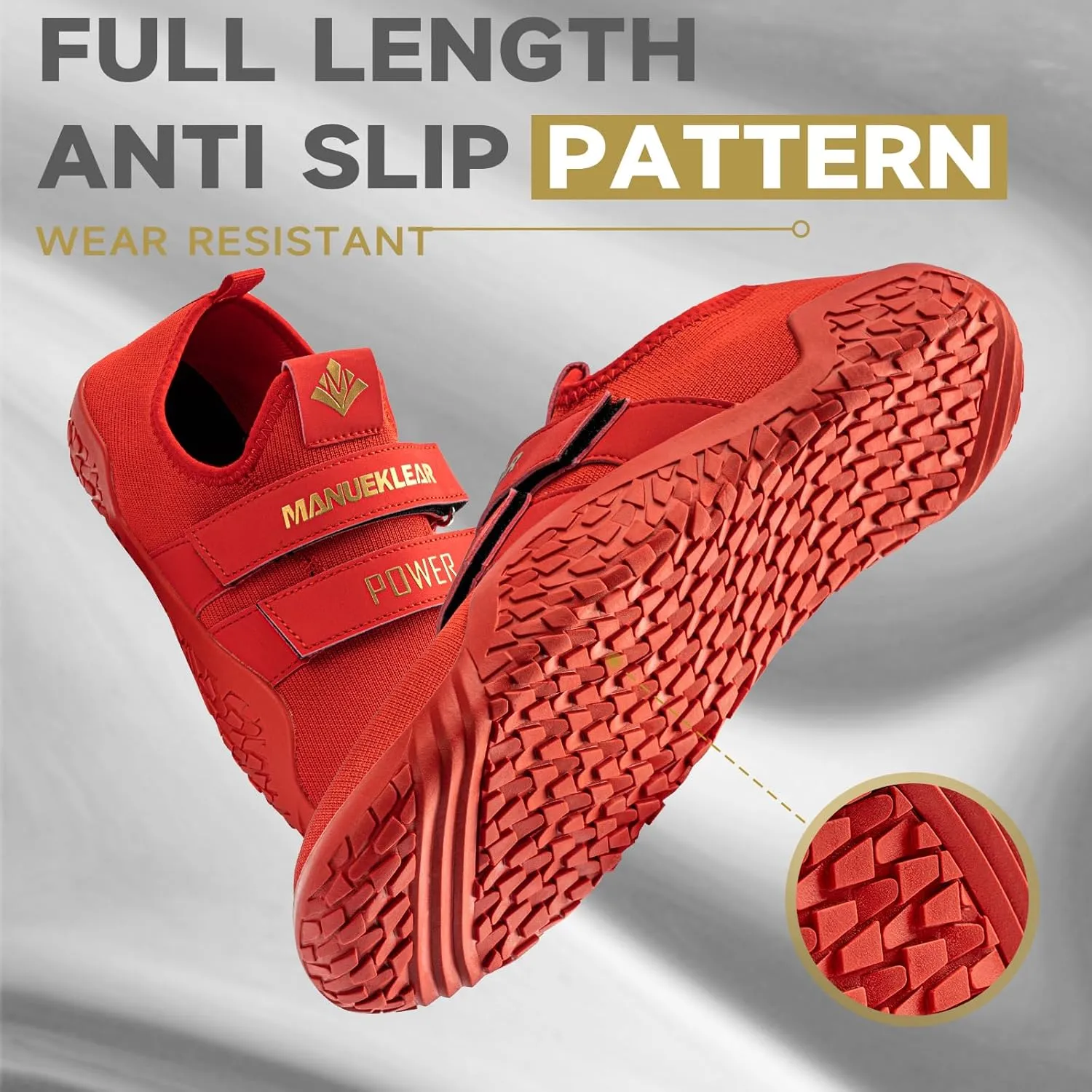 MANUEKLEAR Deadlift Shoes - Weight Lifting Shoes for Men Women - Weightlifting Squat Shoes Fitness Cross-Trainer Barefoot Gym Training Sneakers