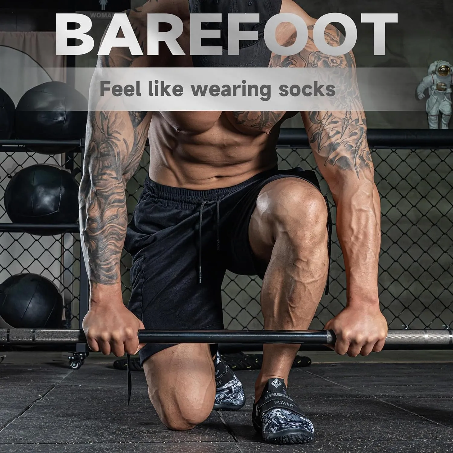 MANUEKLEAR Deadlift Shoes - Weight Lifting Shoes for Men Women - Weightlifting Squat Shoes Fitness Cross-Trainer Barefoot Gym Training Sneakers