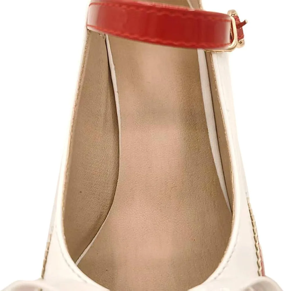Mary Jane Heels for Women Lolita Pumps Platform Cute Comfy Bow Decor Mixed Colours JK Cosplay Strappy Shoes