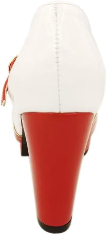 Mary Jane Heels for Women Lolita Pumps Platform Cute Comfy Bow Decor Mixed Colours JK Cosplay Strappy Shoes