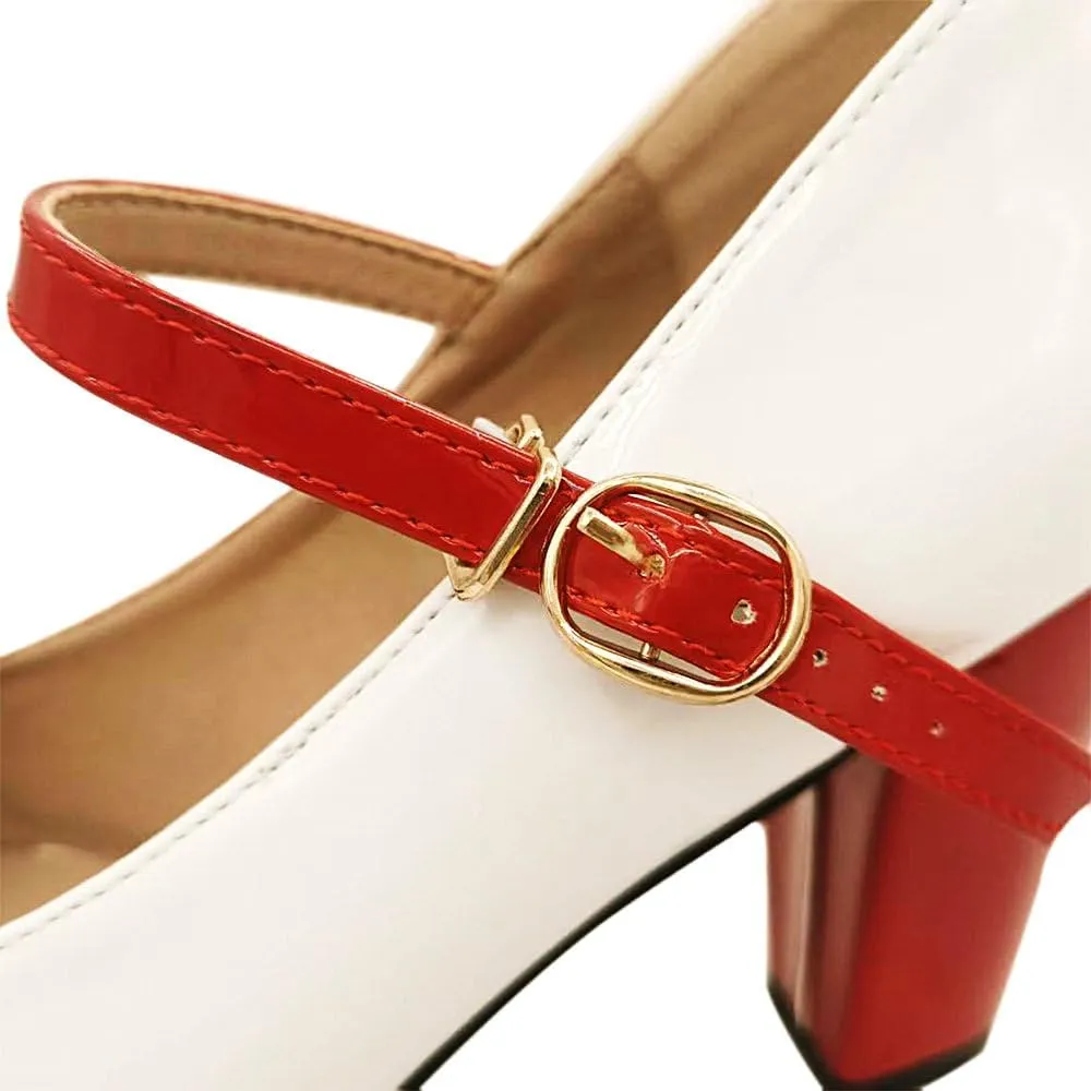 Mary Jane Heels for Women Lolita Pumps Platform Cute Comfy Bow Decor Mixed Colours JK Cosplay Strappy Shoes