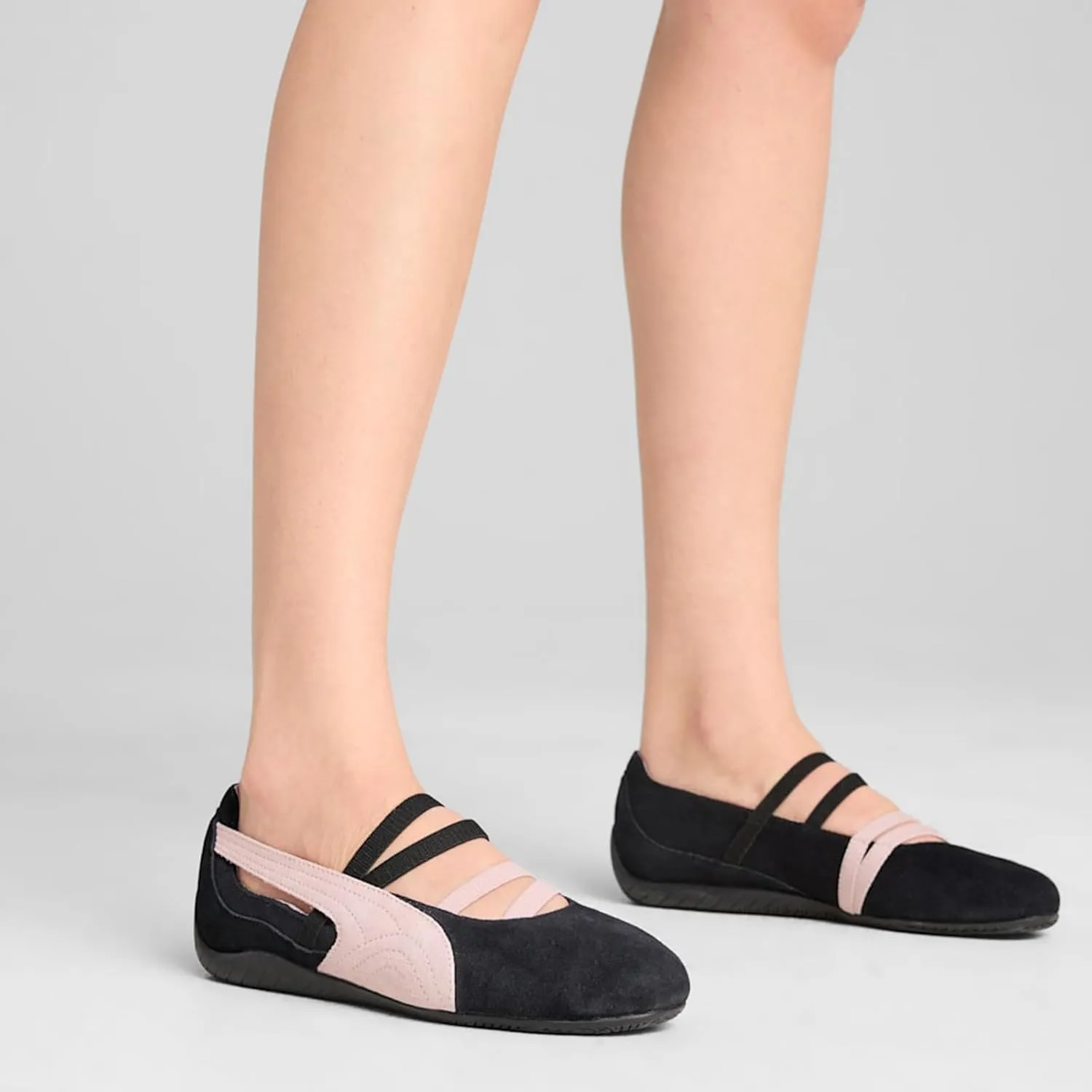 MAVMAX Women's Ballet Flats Suede Ballerina Sneakers for Women Casual Sneakers Ballet with Elastic for Comfortable Outgoing Work