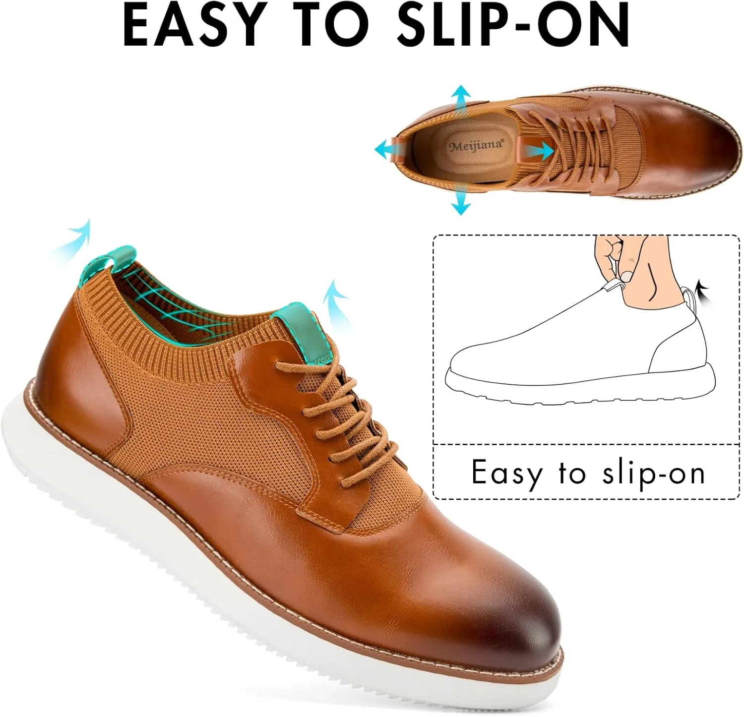 Meijiana Men's Oxford Shoes Dress Shoes Men's Lightweight lace-up Fashion Shoes