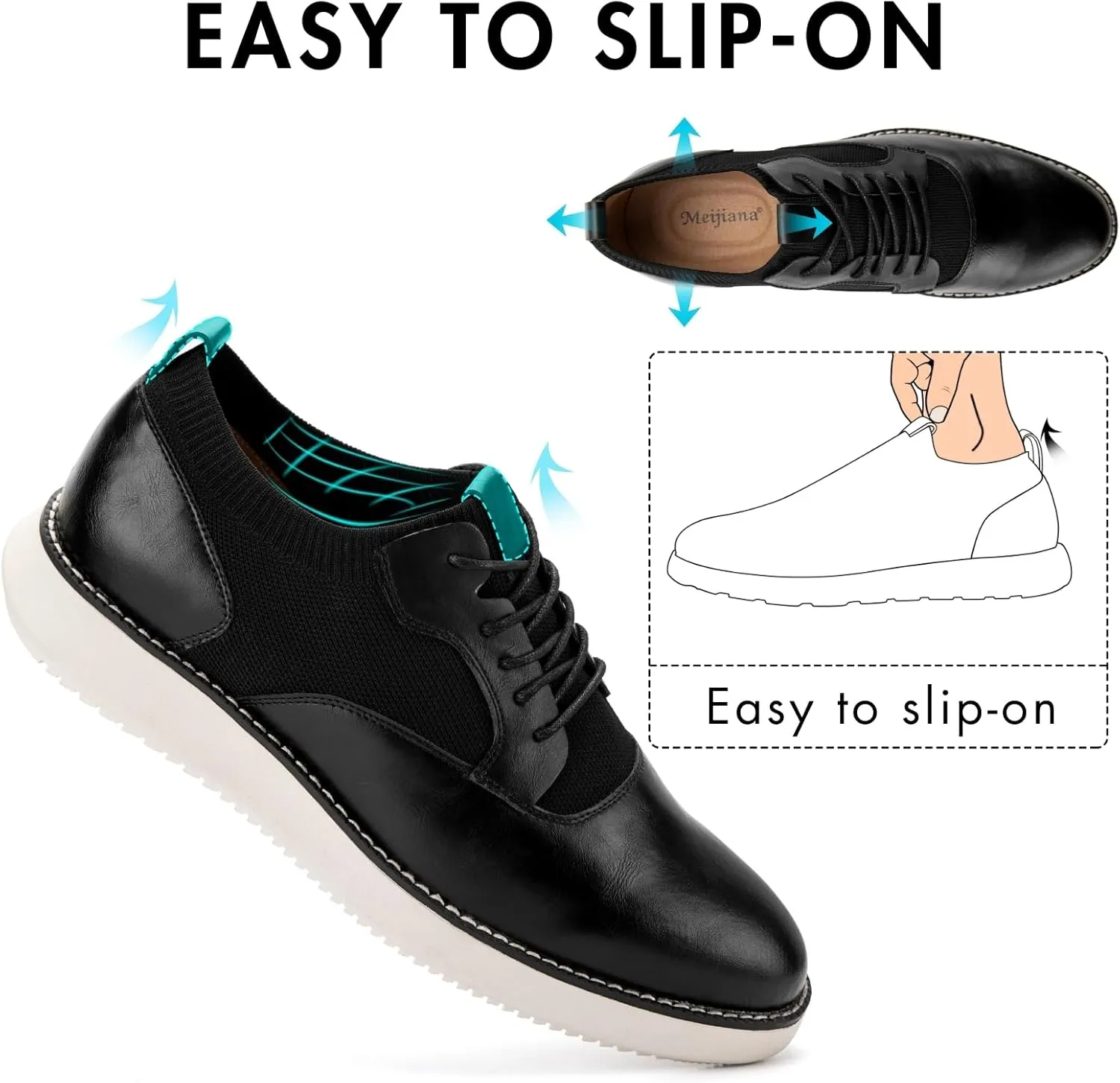 Meijiana Men's Oxford Shoes Dress Shoes Men's Lightweight lace-up Fashion Shoes