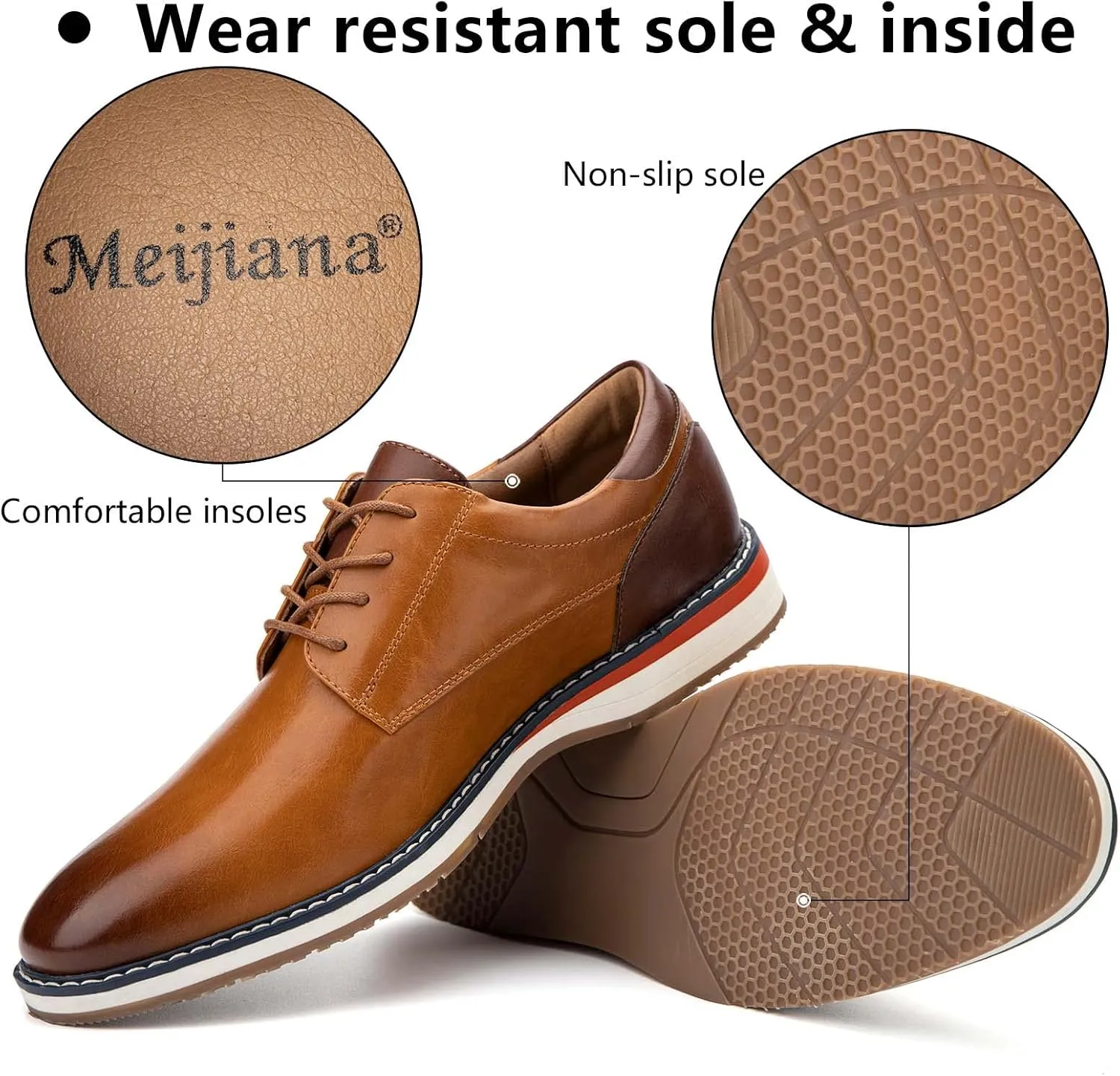 Meijiana Men's Oxfords Casual Dress Shoes Leather Lace Up Shoes for Men Business Oxford Shoes