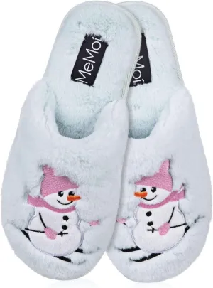 MeMoi Women's Snowman Ski-Sons Hard Bottom Plush Slippers